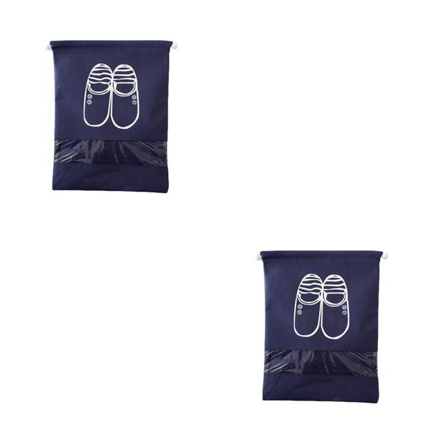 Yuarrent Bolsa de almacenamiento de zapatos con cordón, plegable, portátil, no tejida, bolsa de viaje gruesa, bolsa para artículos diversos, azul oscuro medio 2piezas Yuarrent CBP001608