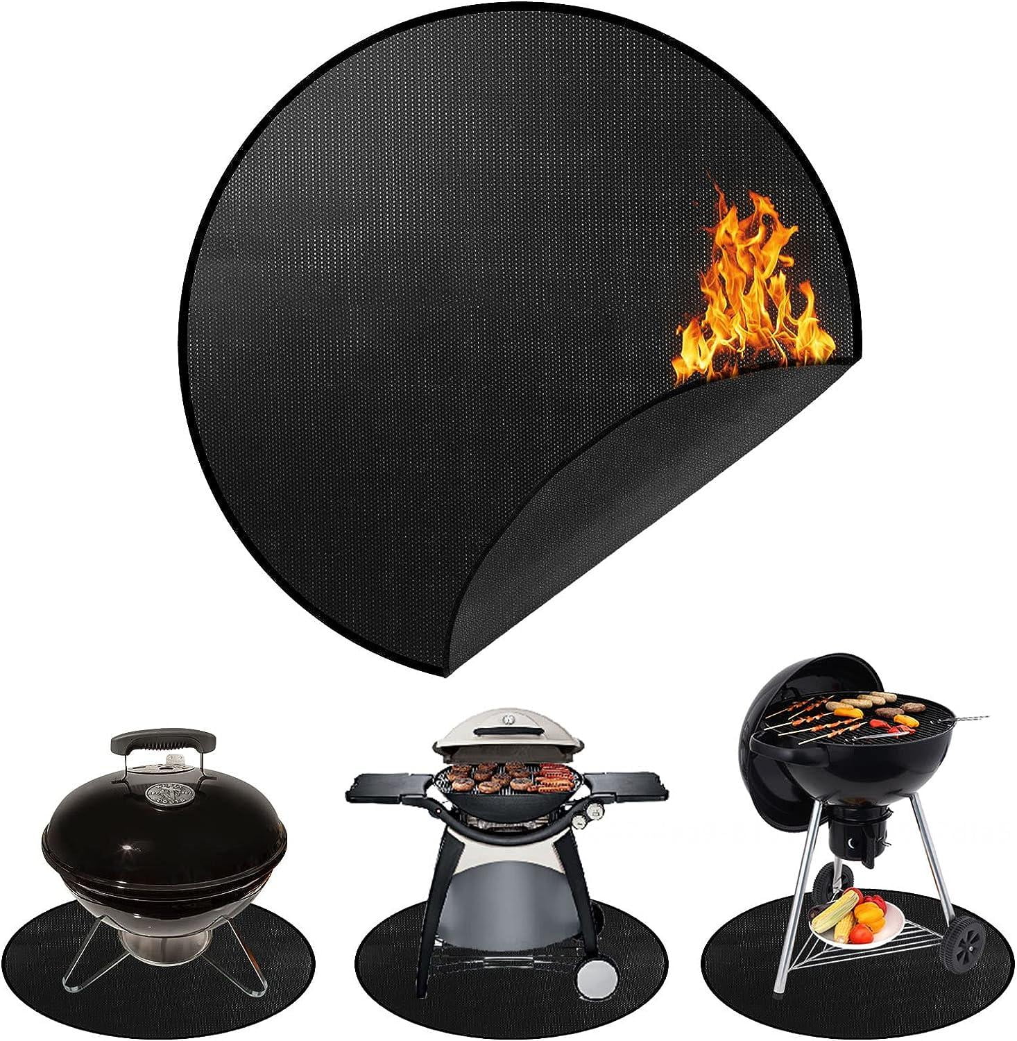 32" Round Under Grill Mat & Fire Pit Mat, Deck Patio Protect Mat