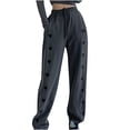 thumbnail image 1 of Gibobby Pantalones sueltos de cintura ancha para mujer a la estampados pantalones casuales largos con cordón para mujer (Grey, S), 1 of 5