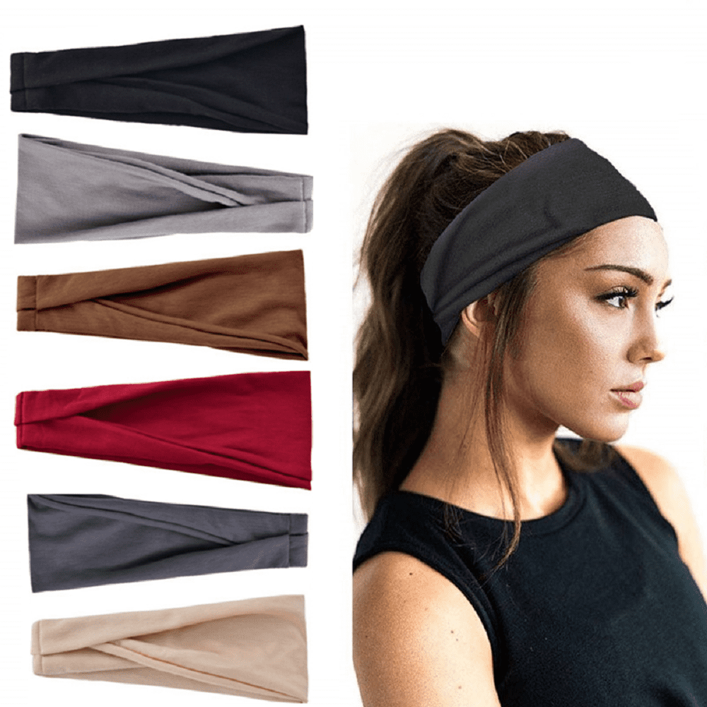 6x Bandana Print Headband Women's Yoga Hair Wrap Paisley Twisted 3" Stretchable 