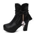 thumbnail image 3 of NECHOLOGY Botas Mujer Adulto Femenino Zapatos Botines de mujer Botas coreanas de otoño/invierno 2023, botines con cuentas y borlas con de encaje para mujer (Black, 6.5), 3 of 7