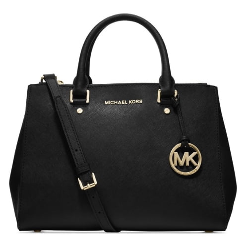 Michael Kors Women's Medium Sutton Leather Top-Handle Satchel - Black