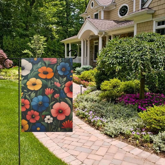 Colorful Flowers Chart Garden Flag 12x18 inch Double Sided Outside Yard Decorations for Home Outdoor