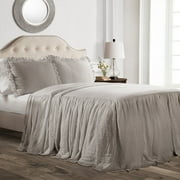 Lush Decor Ruffle Skirt 3-Piece Gray Bedspread Set