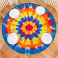thumbnail image 2 of Colorful Tie Dye Mandala Round Fitted Tablecloth with Elastic Edge,Dining Table Cover Waterproof,Outdoor Round Tablecloth for Camping,Dining,Indoor and Outdoor, 2 of 7