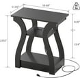 thumbnail image 2 of End Table with Charging Station, Side Table with USB Ports and Outlets, Nightstand, 3 Tier End Table with Storage Shelf for Living Room, Bedroom (Black), 2 of 7