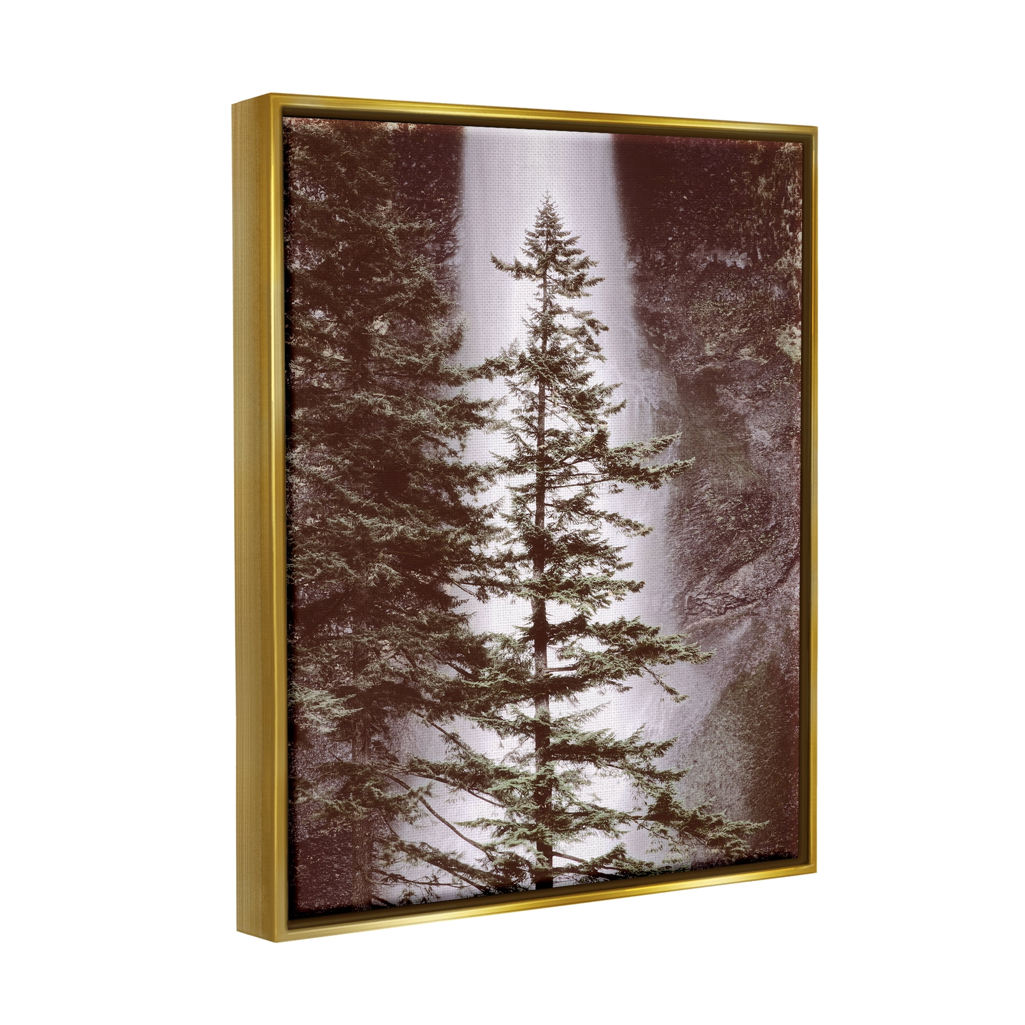 Stupell Industries Waterfall Nature Photography Nature Photography Gold Floater Framed Art Print Wall Art, 17 x 21