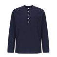 thumbnail image 4 of Brglopf Long Sleeve Shirts for Men Half Button Casual Lightweight Solid Color Shirts Plus Size Stand Collar Shirt with Pocket, 4 of 5