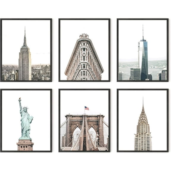 New York City Wall Art and New York Posters - Set of 6 New York City Posters and NYC Wall Art | New York Wall Decor New York City Skyline NYC Wall Decor | 8" x 10" UNFRAMED