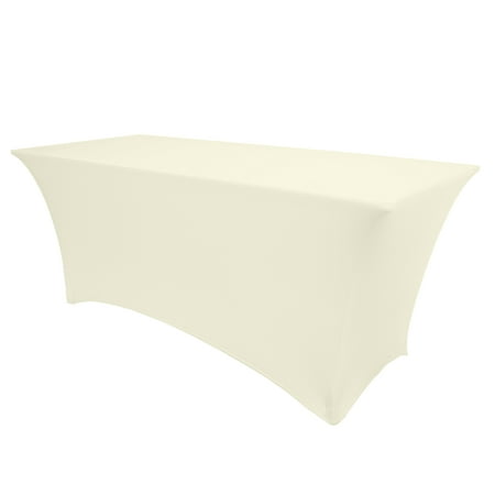 

Ultimate Textile (10 Pack) 8 ft. Fitted Spandex Table Cover - for 24 x 96-Inch Banquet and Folding Rectangular Tables - 42 H Ivory Cream