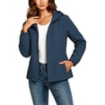 thumbnail image 5 of Crgrtght Women Hooded Zip Long Sleeve Solid Casual Travel Jacket Coat Waterproof Hiking Jacket Windproof Outdoor Slim Lightweight Rain Jacket, Navy M, 5 of 7