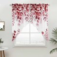 thumbnail image 2 of Swag Valance Curtains for Windows, Red Eucalyptus Leaves Light Filtering Kitchen Curtains with Rod Pocket, Spring Summer Botanical Decorative Window Treatment Valances for Living Room, 36x63 - 2 PCS, 2 of 9