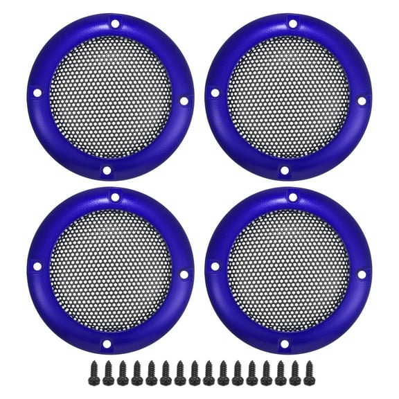 Unique Bargains 4 Pcs 2" Car Speaker Grills Cover Mesh Round Audio Subwoofer Protector with Mounting Screws Iron Blue