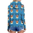 thumbnail image 4 of Tops for Women Christmas Hooded Sweatshirt Printed Long Sleeved Casual Pullover Sweatshirt,Womens Tops Plus Size Blue XL, 4 of 6