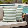 thumbnail image 5 of 2 Pack Outdoor Waterproof Throw Pillow Covers,Minimalism Sage Green White Stripe Decorative Square Patio Pillowcases for Chair Couch Sofa 16x16in, 5 of 9