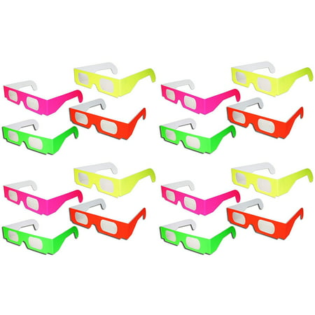 16 Pairs Prism Diffraction Neon Glasses - For Laser Shows, Raves, Want to view the world in a whole new way? Try on a pair of our diffraction glasses and.., By