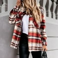 thumbnail image 5 of Frostluinai Womens Flannel Shacket Jacket Casual Plaid Button Down Long Sleeve Shirt Cardigan Vintage Casual Fall Jacket Coat with Pocket, 5 of 9