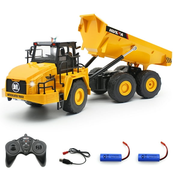 Fisca Hinge Joint Remote Control Dump Truck Toys, 6 Channel RC Construction Vehicles with Lights and Sound