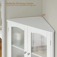 thumbnail image 5 of 63.2" Tall Bathroom Corner Cabinet, Modern Storage Cabinet with Glass Doors, Buffet Hutch Cabinet, Freestanding Pantry Cabinet for Living Room, Bathroom, Kitchen, Dining Room, White, 5 of 6