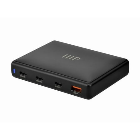 Monoprice 4-Port 100W Desktop GaN Charger, Fast Charge, 3x USB-C, 1x USB-A, Black
