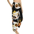 thumbnail image 2 of Xecao Cat Skulls and Flowers Women's Straight Lounge Pajama Pants: The Epitome of Relaxed Sleepwear, 2 of 9