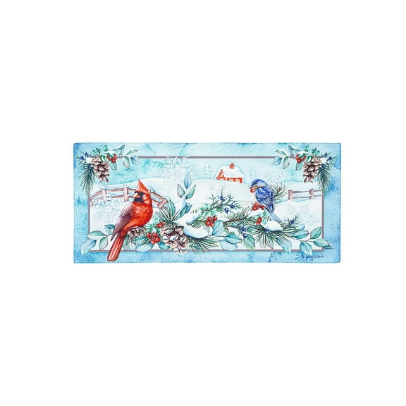 Evergreen Snow Country Birds Sassafras Indoor Outdoor Switch Doormat 1'10"x10" Multicolored