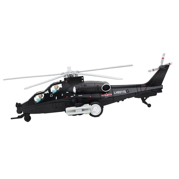 Helicóptero de juguete con luces y sonidos, vehículos de retroceso, simulación de aviación. Negro