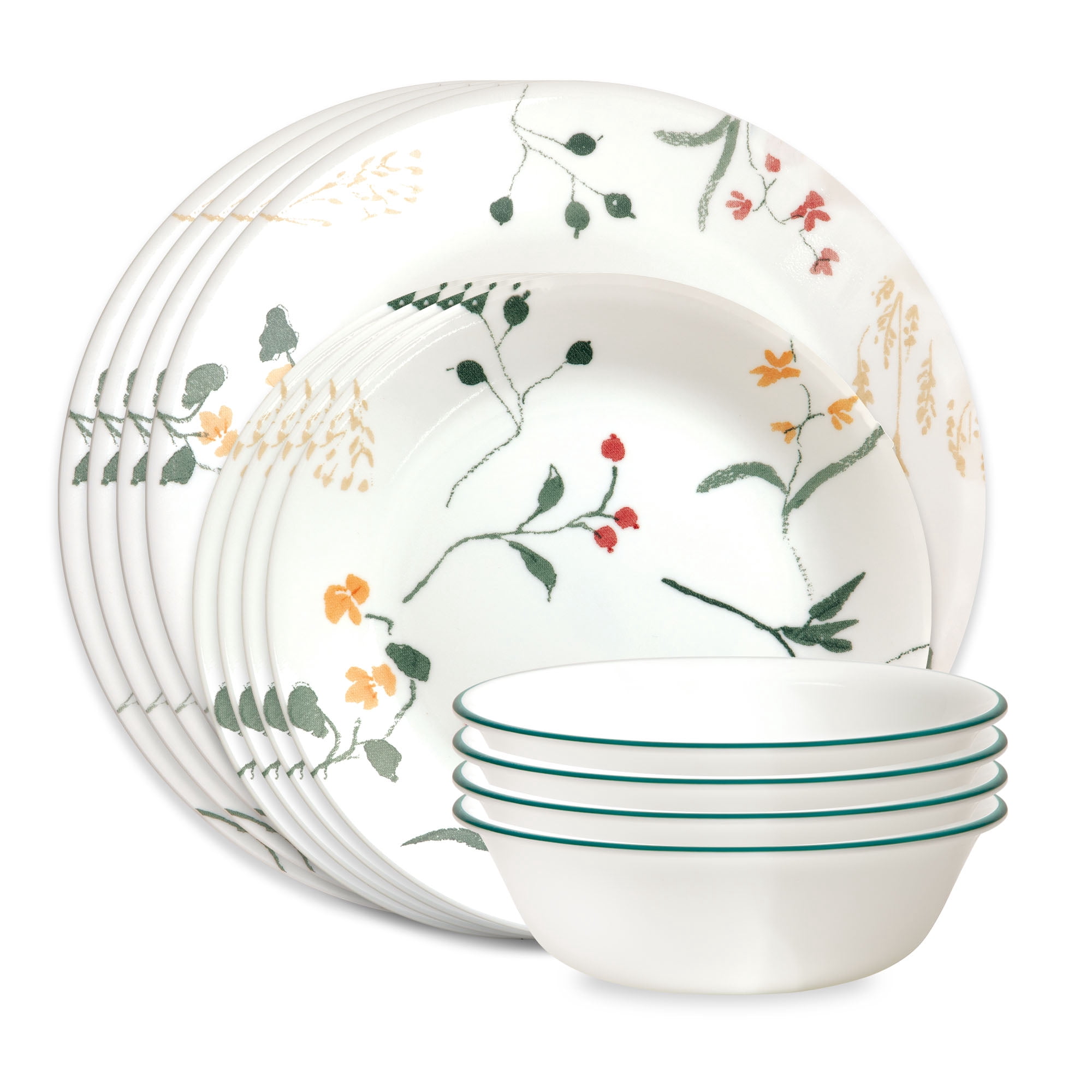 Corelle Wildflower Scatter 12-Piece Glass Dinnerware Set (Service for 4)