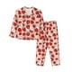 thumbnail image 1 of Balery Red Strawberry Conjunto de Pijama con Estampado para Mujer, Conjunto de Dos Piezas con Manga Larga, Ropa de Dormir Suave con Bolsillos, Pijamas Cómodos-Large, 1 of 7