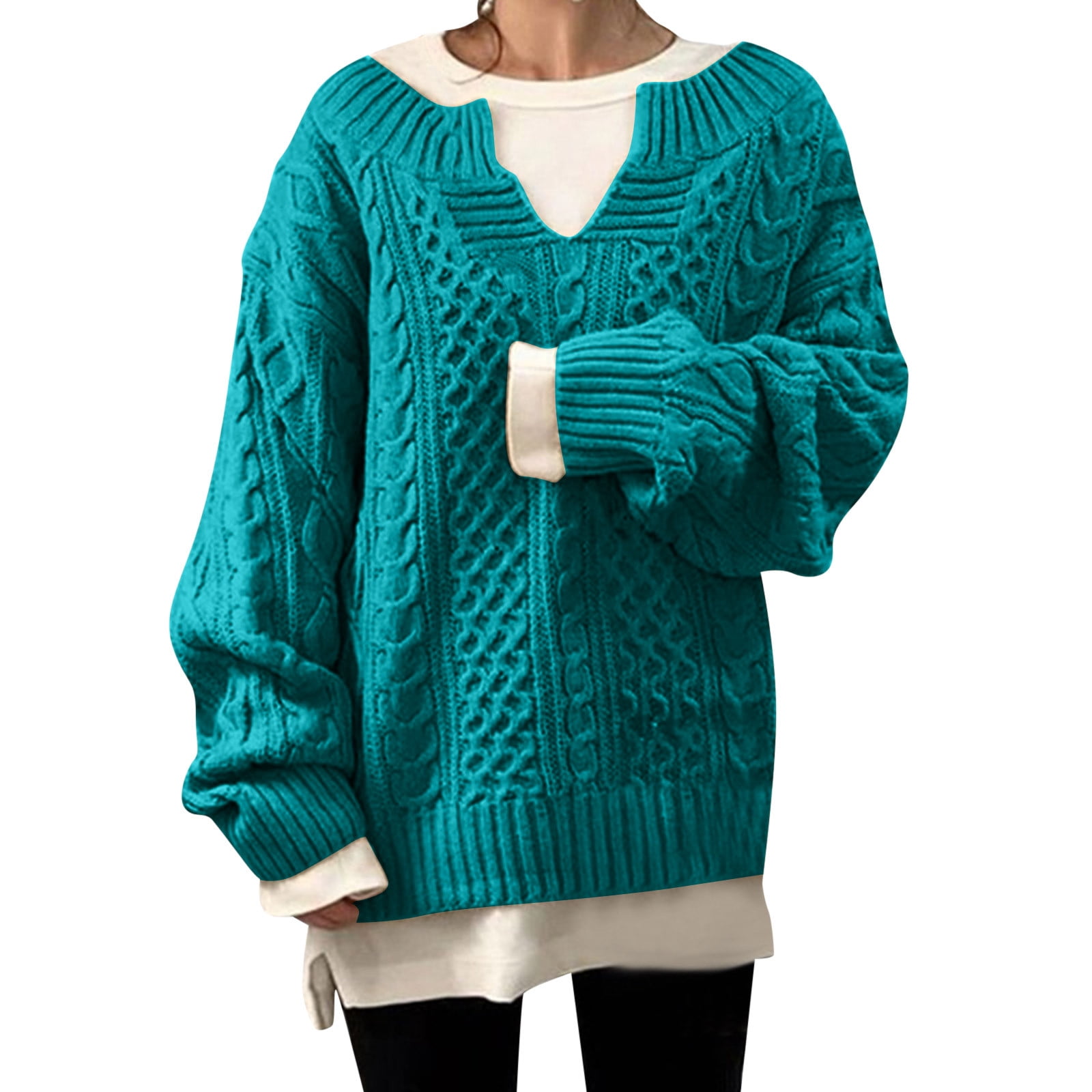 Scoop Women's Rib Knit Sweater with Elbow Length Sleeves Scoop Women's Rib Knit Sweater with Elbow Length Sleeves