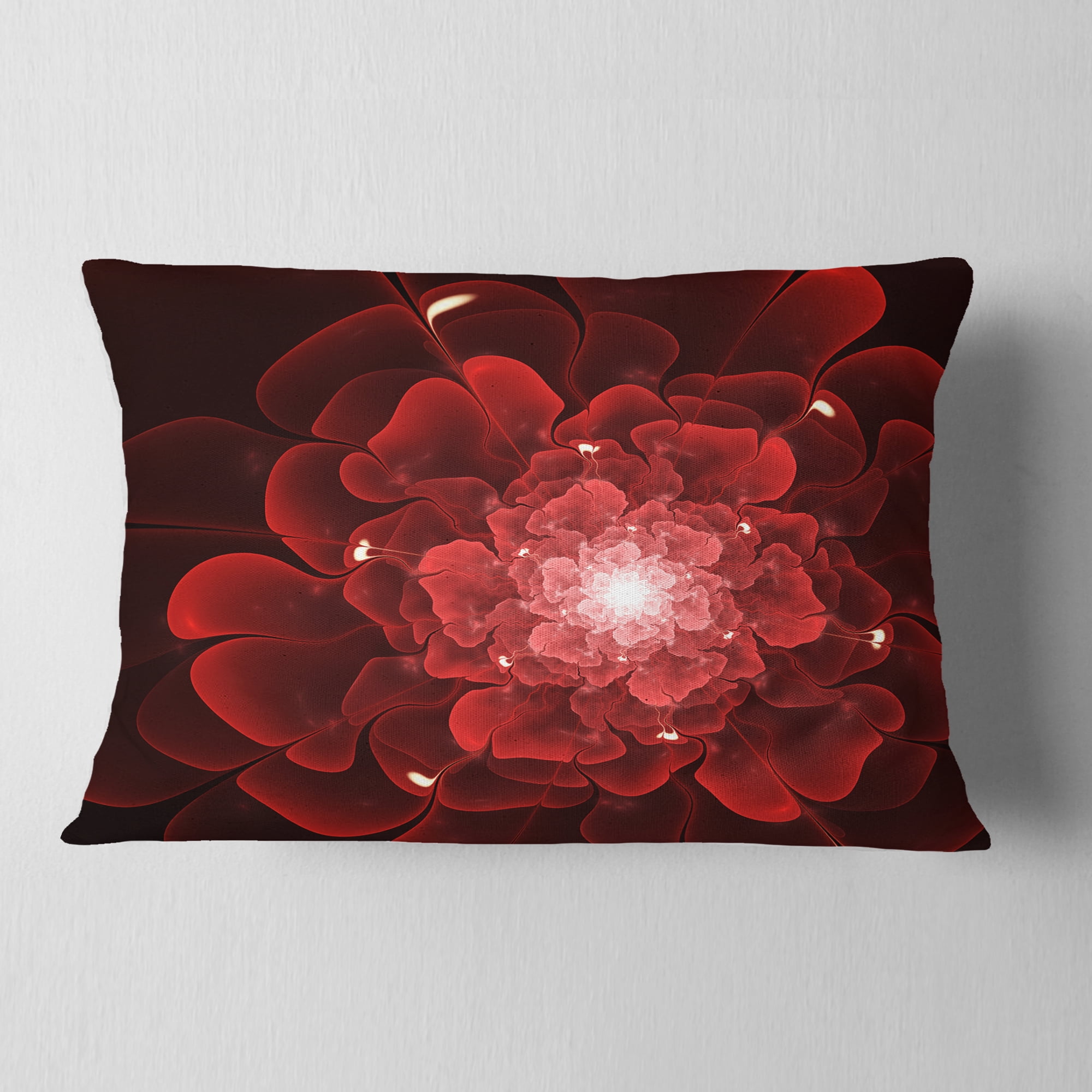 Designart 12" x 20" Red Polyester Throw Pillow