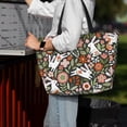 thumbnail image 4 of Wukai Rabbits on Floral Print Zipper Bag,large Beach Tote Bag,Waterproof Sandproof Bag,Grocery and Picnic Tote Travel Bag, 4 of 5
