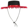 thumbnail image 1 of Fashion Felt Hat Red Hair Ball Ribbon Mexican Hat Dancing Party Performance Hat (Black+Red), 1 of 8