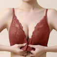 thumbnail image 3 of Aayomet Bralettes for Women Lace Front Button Thin Style Gathering and Closing Breast Bra (Red, 32), 3 of 4