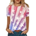 thumbnail image 1 of Lenago Hauts d'Été Grande Taille pour Femmes Mode Imprimée Décontractée T-Shirt Col Rond Tenues du 4 Juillet pour Femmes, 1 of 5