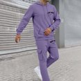 thumbnail image 5 of Men's City Letter Print Hoodie Set Oversized Multiple Fashion Styles Sweatsuits Comfort Soft Hoodies & Sweatpants Set (Purple, S), 5 of 8