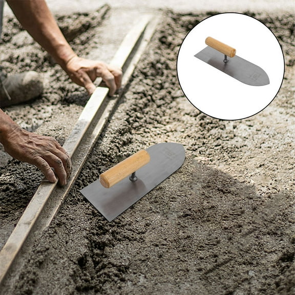 HEMOTON Steel Trowel with Wooden Handle for Cement and Concrete Projects Ergonomic Design Silver Color