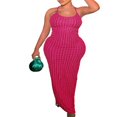 thumbnail image 1 of Femmes Y2K Robe Sans Manches Bodycon Dos Nu Été Popcorn Longues Robes de Soirée, 1 of 7