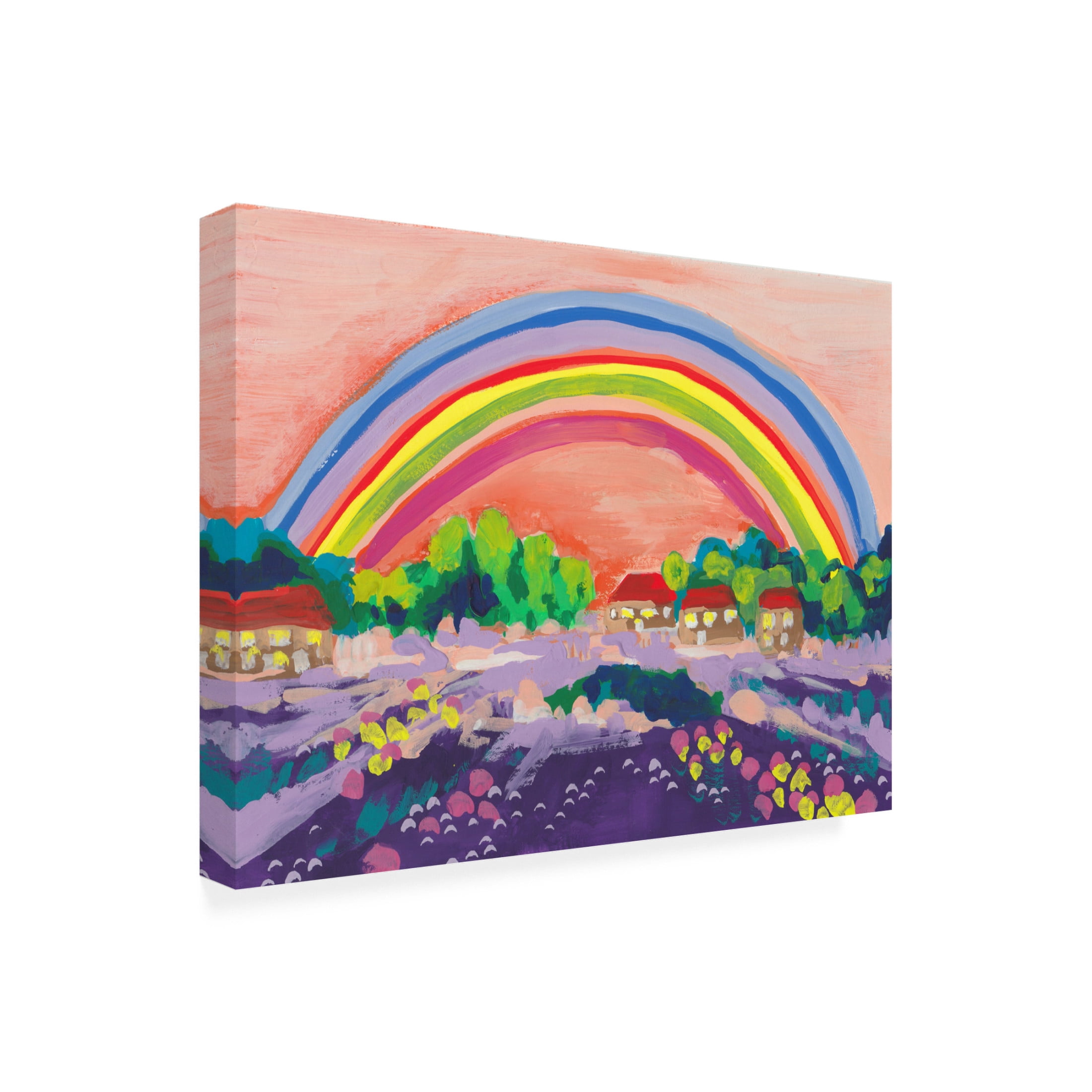 Trademark Fine Art Ania Zwara  Countryside Rainbow On Orange Canvas Wall Art