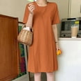 thumbnail image 2 of Dyegold Sundresses for Women Casual Beach - Sun Dress Womens Round Neck Short Sleeve Solid Linen Cotton Midi Sun Dresses ​Casual Boho Loose ​Vacation ​Dresses, 2 of 6