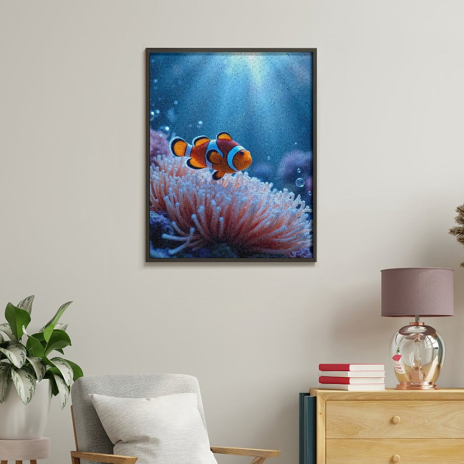 Paint By Numbers Kit for Adults Beginner - Clownfish Underwater Coral Scene DIY Canvas Painting Kits for Adults, Frameless Paint By Number for Adults for Home Wall Decor 16x20 Inch