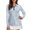 Blue Floral Damask Print, variant on Jiueut Blue Floral Damask Print, Stand Collar Tee Tops for Woman, V Neck Sun Protection Polo Loose Fit for Work Jogging, Size XX-Large