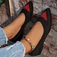 thumbnail image 4 of Black Womens Loafers Pointed Toe Heart Accent Closed Back Slip On Flat Low Heel Breathable Soft Sole Comfortable Casual Shoes For Everyday Wear Size 36, 4 of 9