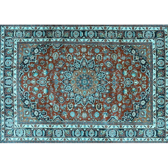 Ahgly Company Indoor Rectangle Persian Light Blue Traditional Area Rugs, 7' x 9'