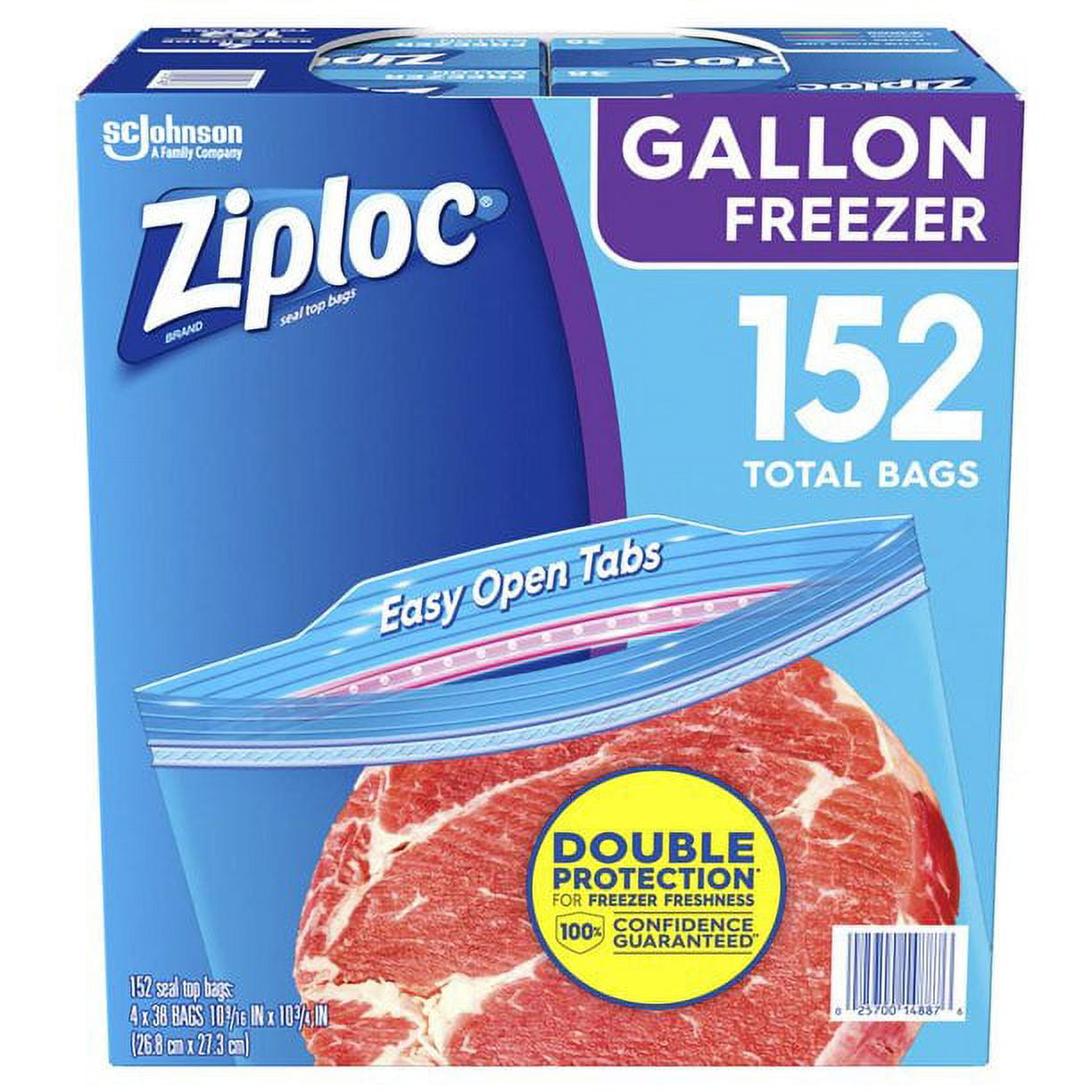 Ziploc Gallon Freezer Bags - New Stay Open Design (152 Ct
