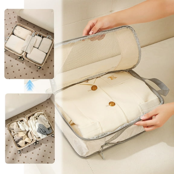 ASXITE Duffel Bags for Traveling,Portable Travel Organizer Bag Compressed Four Piece Set of Toiletries Cosmetics Clothes Shoes Compressed Storage Bag