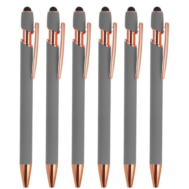 Unique Bargains Stylus Ballpoint Pens with Stylus Tip, Medium Point, 1.0mm, Black Ink, 6 Pack