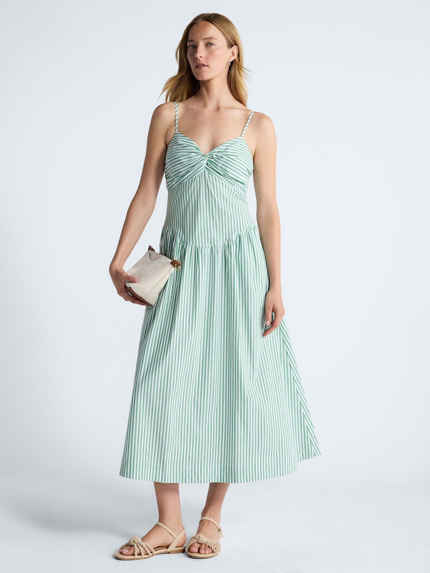 Free Assembly Women's Twist Front Sleeveless Maxi Dress with Drop Waist, Sizes XS-XXL