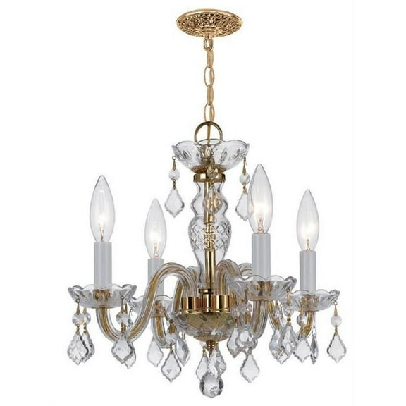 Crystal Four Light Mini Chandelier in Traditional and Contemporary Style 15 inches Wide By 12 inches High-Hand Cut Crystal Type-Polished Brass Finish