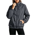 thumbnail image 2 of SYwaren Women's Lightweight Rain Jacket Full Zip Hooded Mock Neck Water Resistant Hiking Casual Long Sleeve with Pockets, 2 of 9